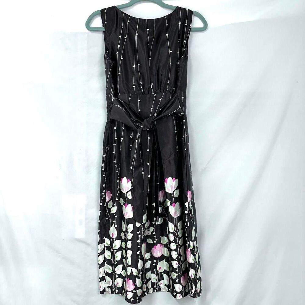 DRESSBARN Y2K Brown Multi Floral Sleeveless Tie Back Mini Dress Womens 4 Fairy - Picture 5 of 5